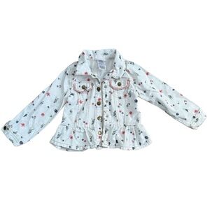 Little lass white floral print jacket. Size 5